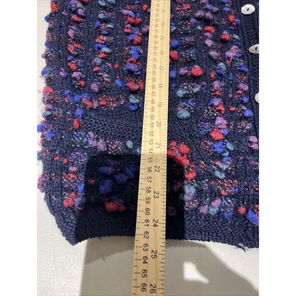 VTG Barry Bricken Women SZ L Hand Knit Pure Virgin Wool Button Front Sweater - Picture 9 of 10